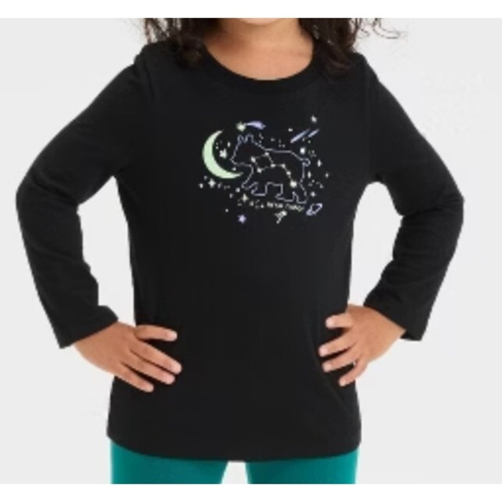 Girls Cat & Jack long Sleeve Glow in the dark T Shirt Size 12 months NEW